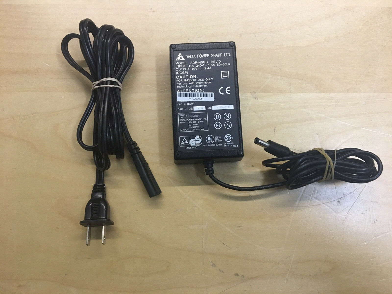 Delta Sharp ADP-45GB AC Adapter Power Supply Cord Cable Charger