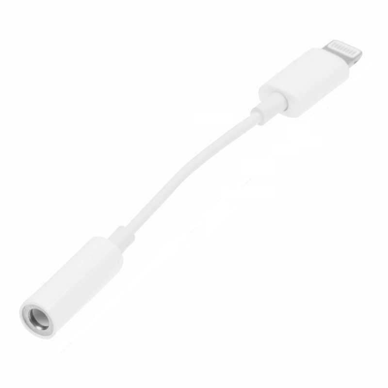 Apple IOS12 3.5mm Earphone Audio to Lightning Power Cord Cable Wire Converter Tip Plug