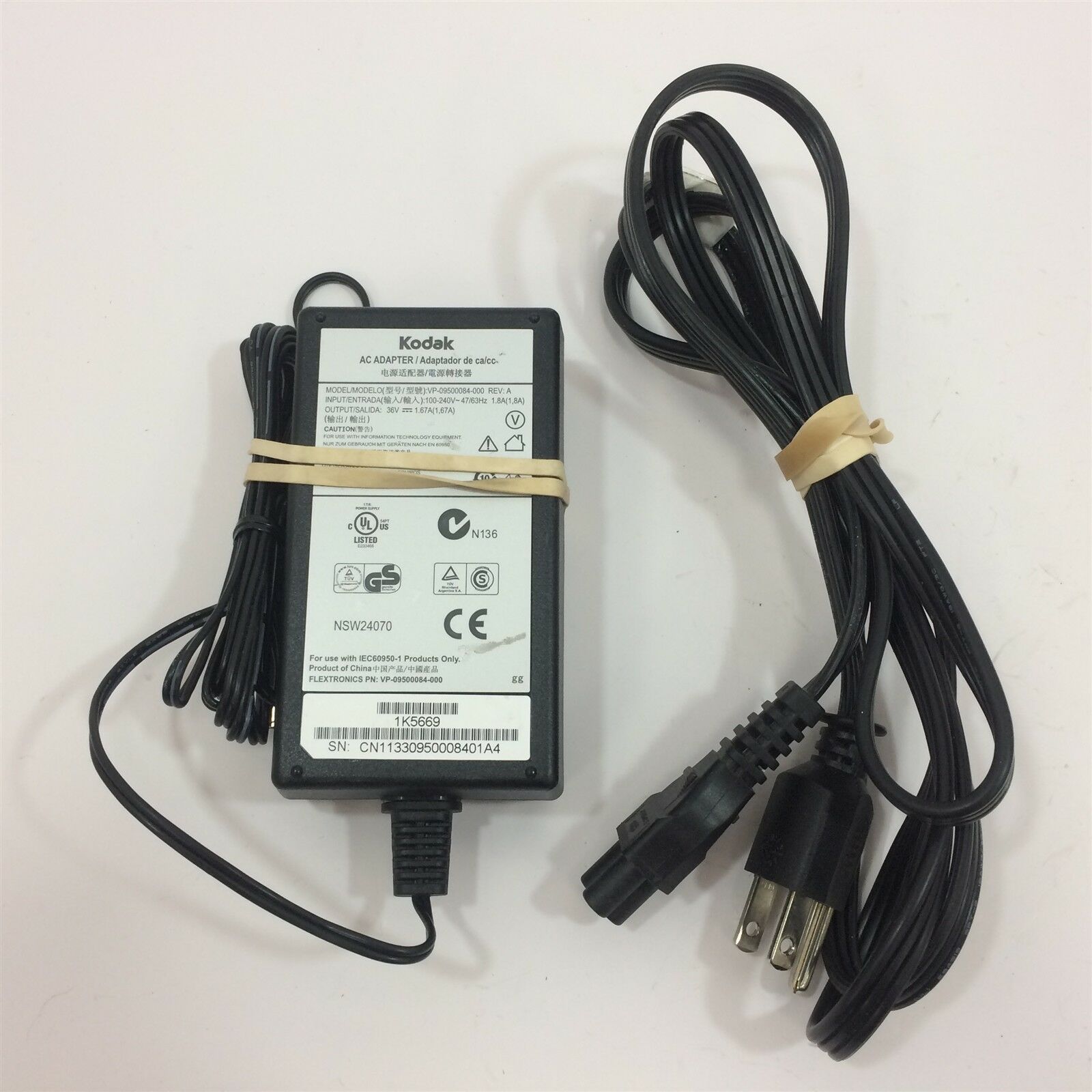 Kodak VP0950084000 Ac Adapter Power Supply Cord Cable Genuine Original