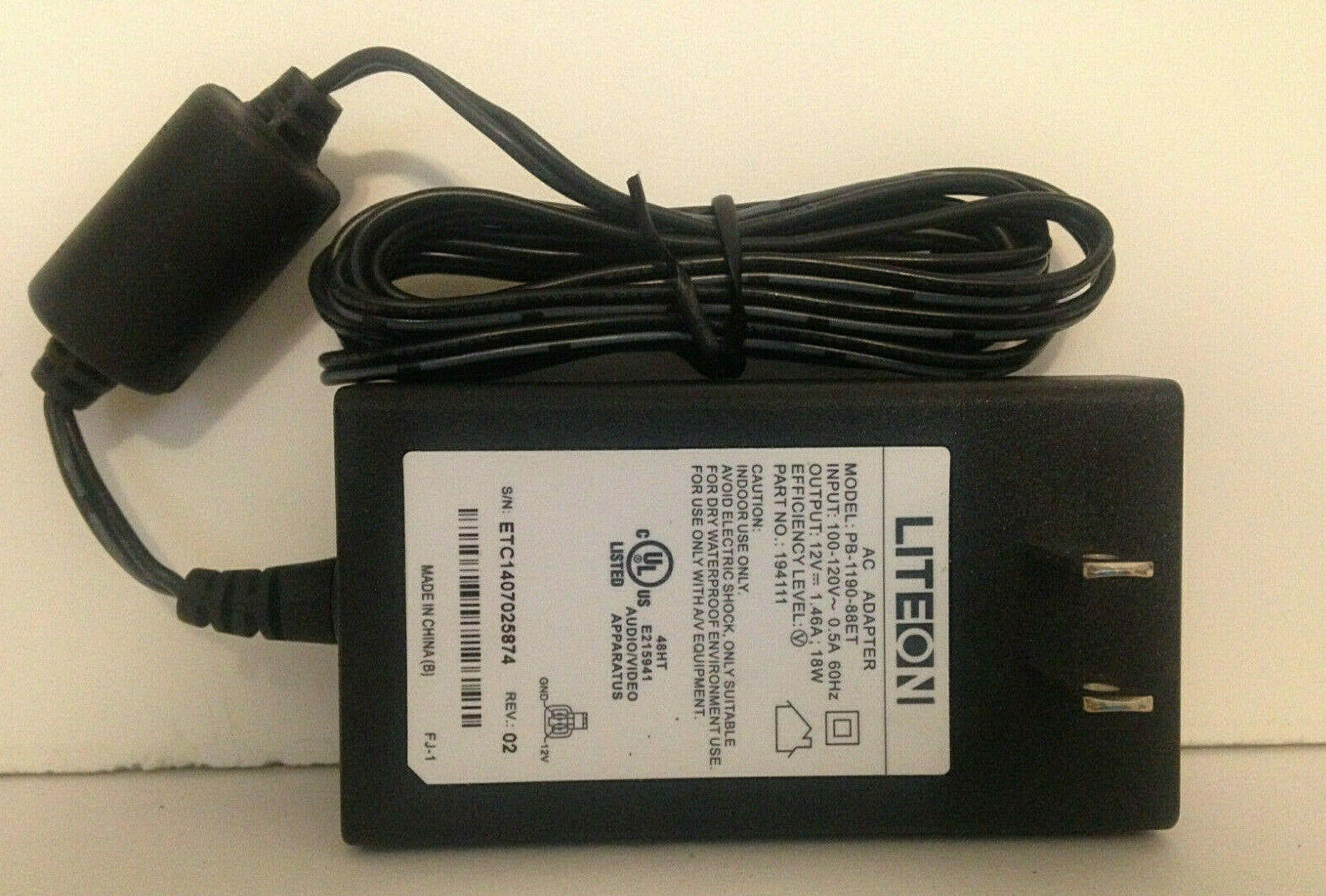 LITEON PB-1190-88ET AC Adapter Power Supply Cord Cable Charger Genuine Original