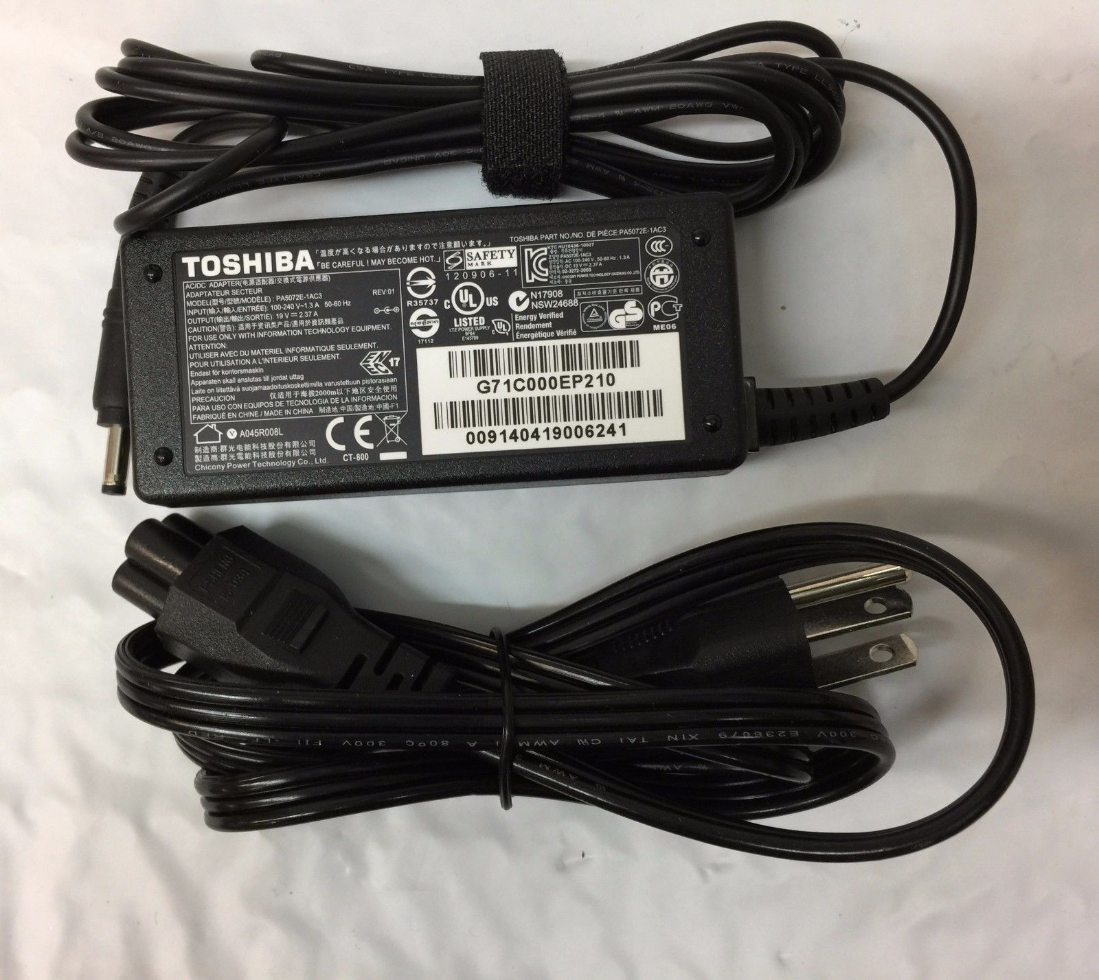 Toshiba PA5062U-1ACA Ac Adapter Power Supply Cord Cable Charger Genuine Original